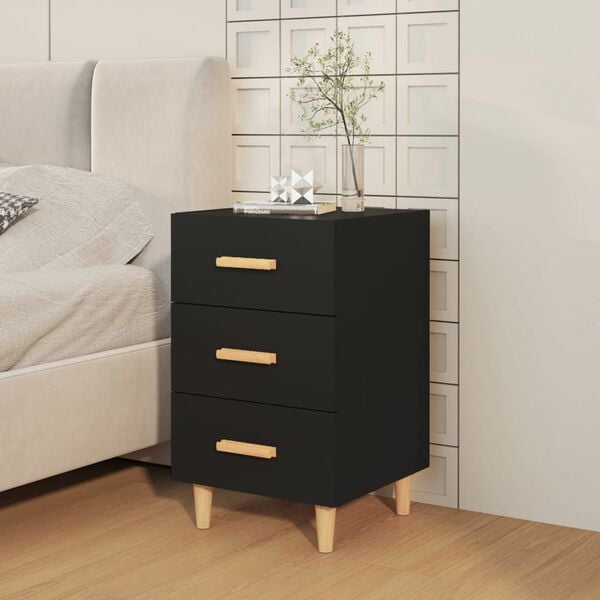 vidaXL Bedside Cabinet Black 40x40x66 cm Engineered Wood
