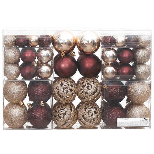vidaXL Christmas Baubles 100 pcs Champagne and Brown 3 / 4 / 6 cm