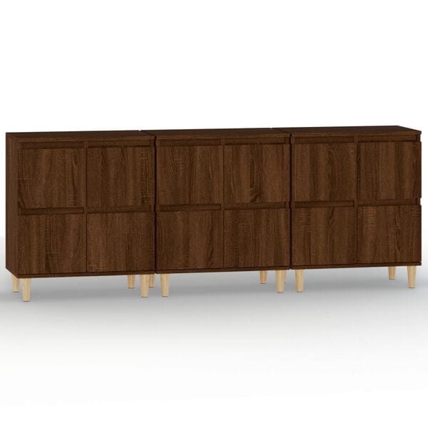 vidaXL Sideboards 3 pcs Brown Oak 60x35x70 cm Engineered Wood