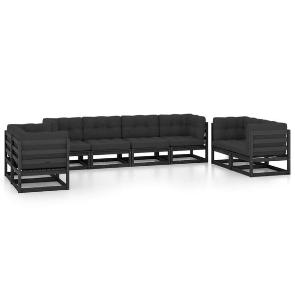 vidaXL 8 Piece Garden Lounge Set with Cushions Solid Pinewood