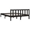vidaXL Bed Frame without Mattress Black Solid Wood Double