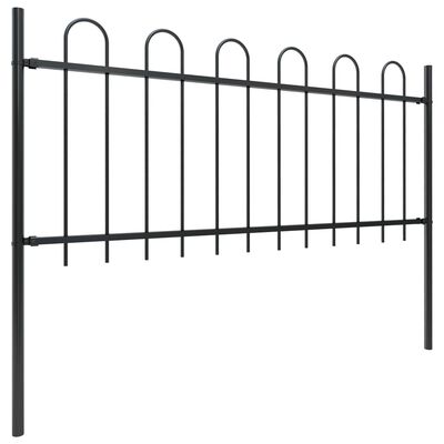 vidaXL Garden Fence with Hoop Top Steel 15.3x0.8 m Black