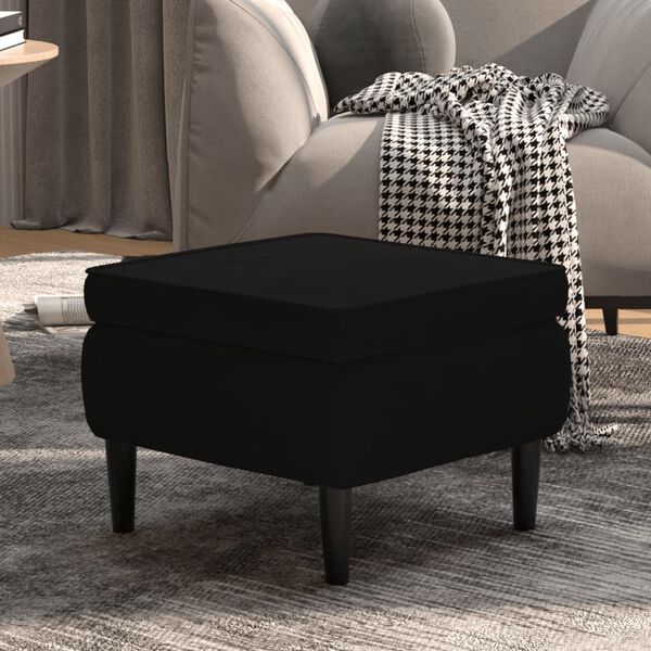 vidaXL Stool with Wooden Legs Black Velvet