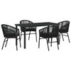 vidaXL Garden Dining Set 5 pcs Black Powder-Coated Steel