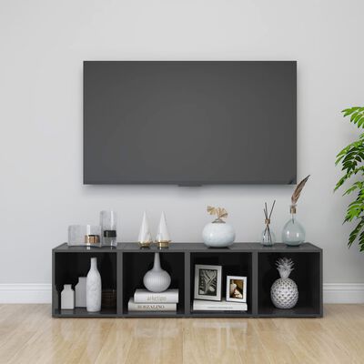 vidaXL TV Cabinets 4 pcs High Gloss Grey 37x35x37 cm Engineered Wood