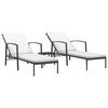 vidaXL Sun Loungers 2 pcs with Table Poly Rattan Black