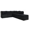 vidaXL 4 Piece Garden Lounge Set with Cushions Poly Rattan Black