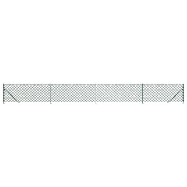 vidaXL Chain Link Fence with Flange Green 1x10 m