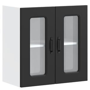vidaXL Kitchen Wall Cabinet with Glass Door "Kalmar" Black