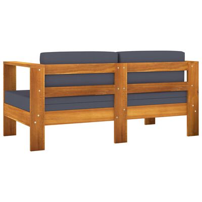 vidaXL 5 Piece Garden Lounge Set with Dark Grey Cushions Solid Wood