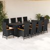 vidaXL 11 Piece Garden Dining Set with Cushions Black Poly Rattan