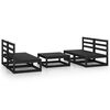 vidaXL 5 Piece Garden Lounge Set Black Solid Wood Pine