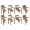 vidaXL Stackable Garden Chairs with Cushions 8 pcs Solid Teak Wood