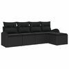 vidaXL Sofa Set 5 pcs Black Poly Rattan