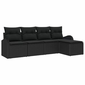 vidaXL Sofa Set 5 pcs Black Poly Rattan