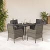 vidaXL 5 Piece Garden Dining Set with Cushions Grey Poly Rattan