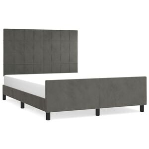 vidaXL Bed Frame without Mattress Dark Grey 137x187 cm Double Velvet