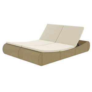 vidaXL Outdoor Lounge Bed Poly Rattan Beige