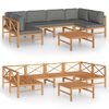 vidaXL 7 Piece Garden Lounge Set with Grey Cushions Solid Teak Wood