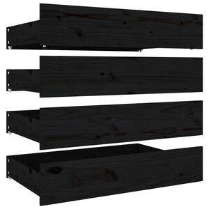 vidaXL Bed Drawer | Black | Solid pine wood | Standard | Smooth glide wheels