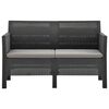 vidaXL 2-Seater Garden Sofa with Cushions Anthracite PP Rattan