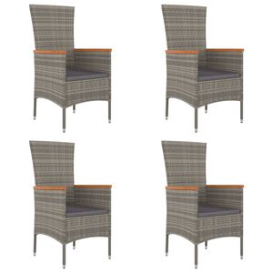 vidaXL Garden Chairs with Cushions 4 pcs Poly Rattan Grey