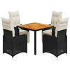 vidaXL 5 Piece Garden Bistro Set with Cushions Black Poly Rattan