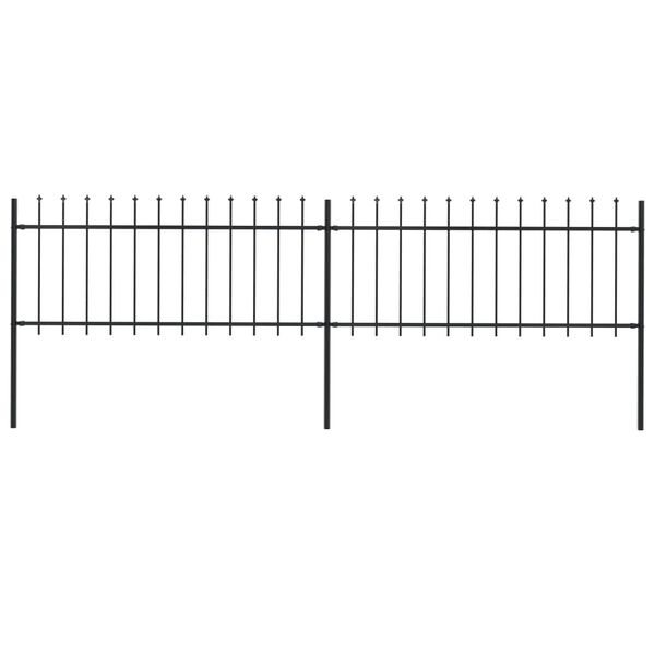 vidaXL Garden Fence with Spear Top Steel 359x80 cm Black