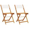vidaXL Bistro Chairs 2 pcs Cream White Solid Wood Acacia and Fabric