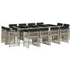 vidaXL 13 Piece Garden Dining Set with Cushions Light Grey Poly Rattan