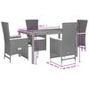 vidaXL 5 Piece Garden Dining Set with Cushions Black Poly Rattan