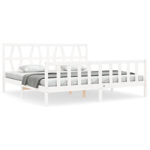 vidaXL Bed Frame without Mattress White Super King Size Solid Wood Pine