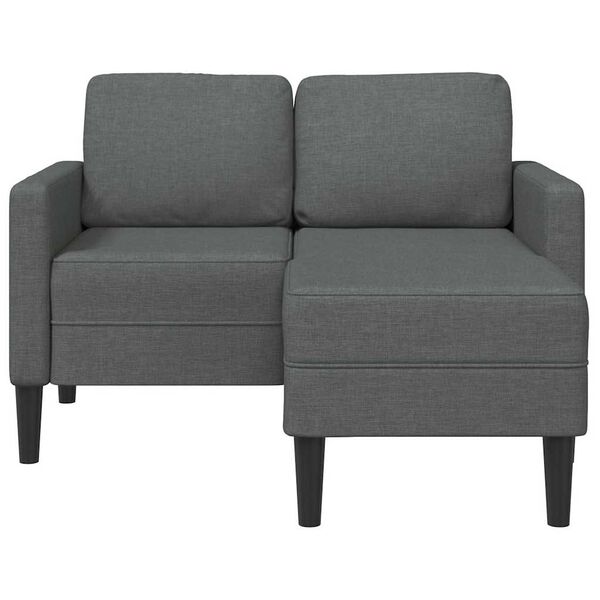 vidaXL 2-Seater Sofa with Chaise L-shaped Dark Grey 125 cm Fabric