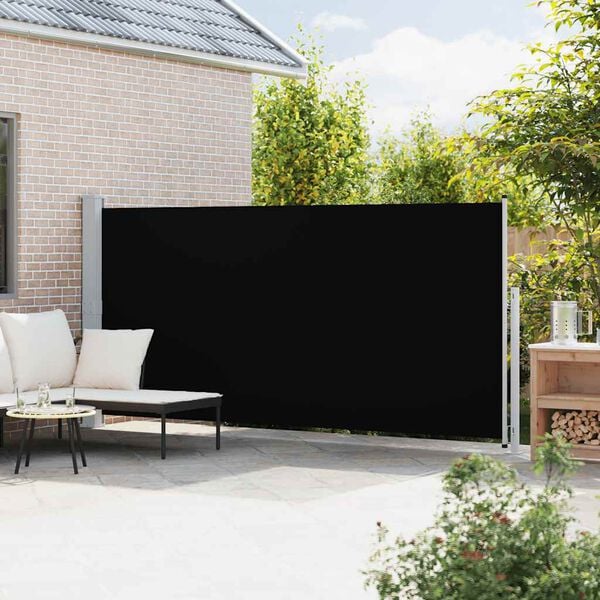 vidaXL Patio Retractable Side Awning 180x500 cm Black