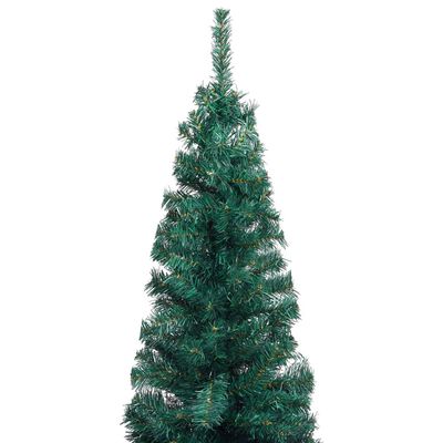 vidaXL Slim Artificial Pre-lit Christmas Tree with Stand Green 120cm PVC