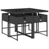 vidaXL 5 Piece Garden Dining Set with Cushions Black Poly Rattan