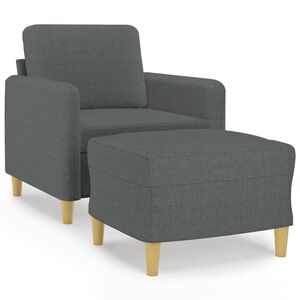 vidaXL Sofa Chair with Footstool Dark Grey 60 cm Fabric
