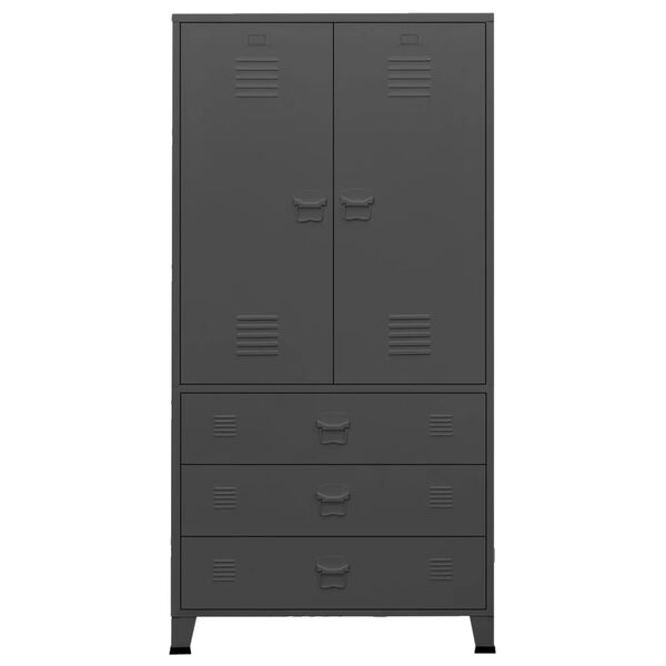 vidaXL Industrial Wardrobe Anthracite 90x50x180 cm Metal