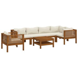 vidaXL 7 Piece Garden Lounge Set with Cream Cushion Solid Acacia Wood