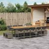 vidaXL 15 Piece Garden Dining Set with Cushions Grey Poly Rattan