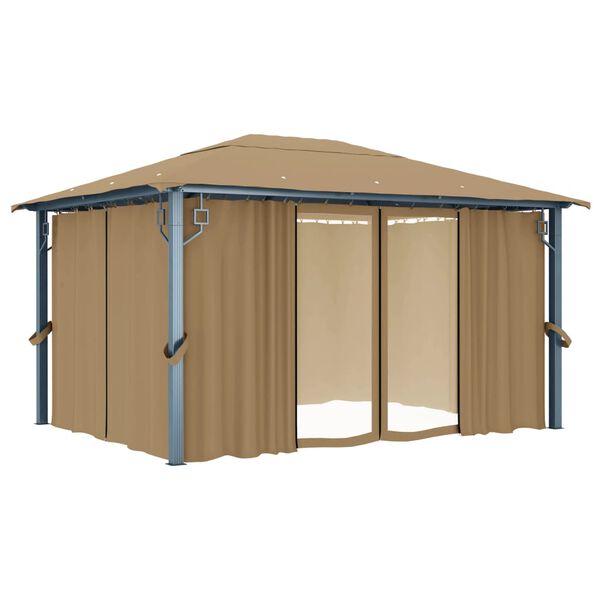 vidaXL Gazebo with Curtain 400x300 cm Taupe Aluminium