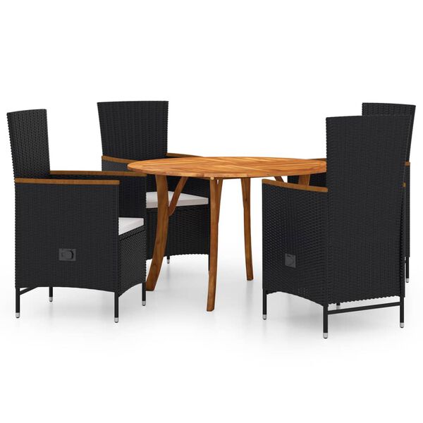 vidaXL 5 Piece Garden Dining Set Black
