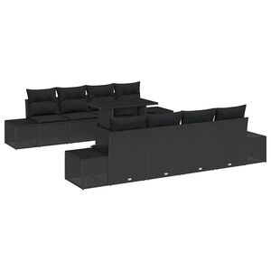 vidaXL Garden Sofa Set 9 pcs Black Poly Rattan and Powder-Coated Steel