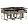 vidaXL 7 Piece Garden Dining Set with Cushions Grey Poly Rattan