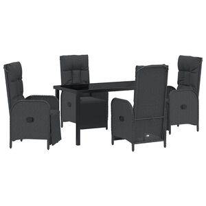 vidaXL Garden Dining Set 5 pcs Black Poly Rattan