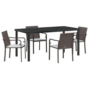 vidaXL Garden Dining Set 5 pcs Brown and Black PE Rattan