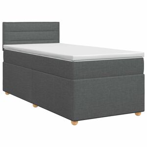vidaXL Box Spring Bed with Mattress Dark Grey 107 x 203 cm Fabric