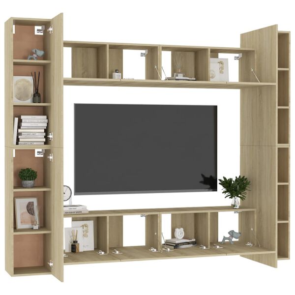 vidaXL 8 Piece TV Cabinet Set Sonoma Oak Engineered Wood