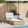 vidaXL Sunbed with Floating Cushion Beige Poly Rattan