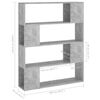 vidaXL Book Cabinet Room Divider Concrete Grey 100x24x124 cm